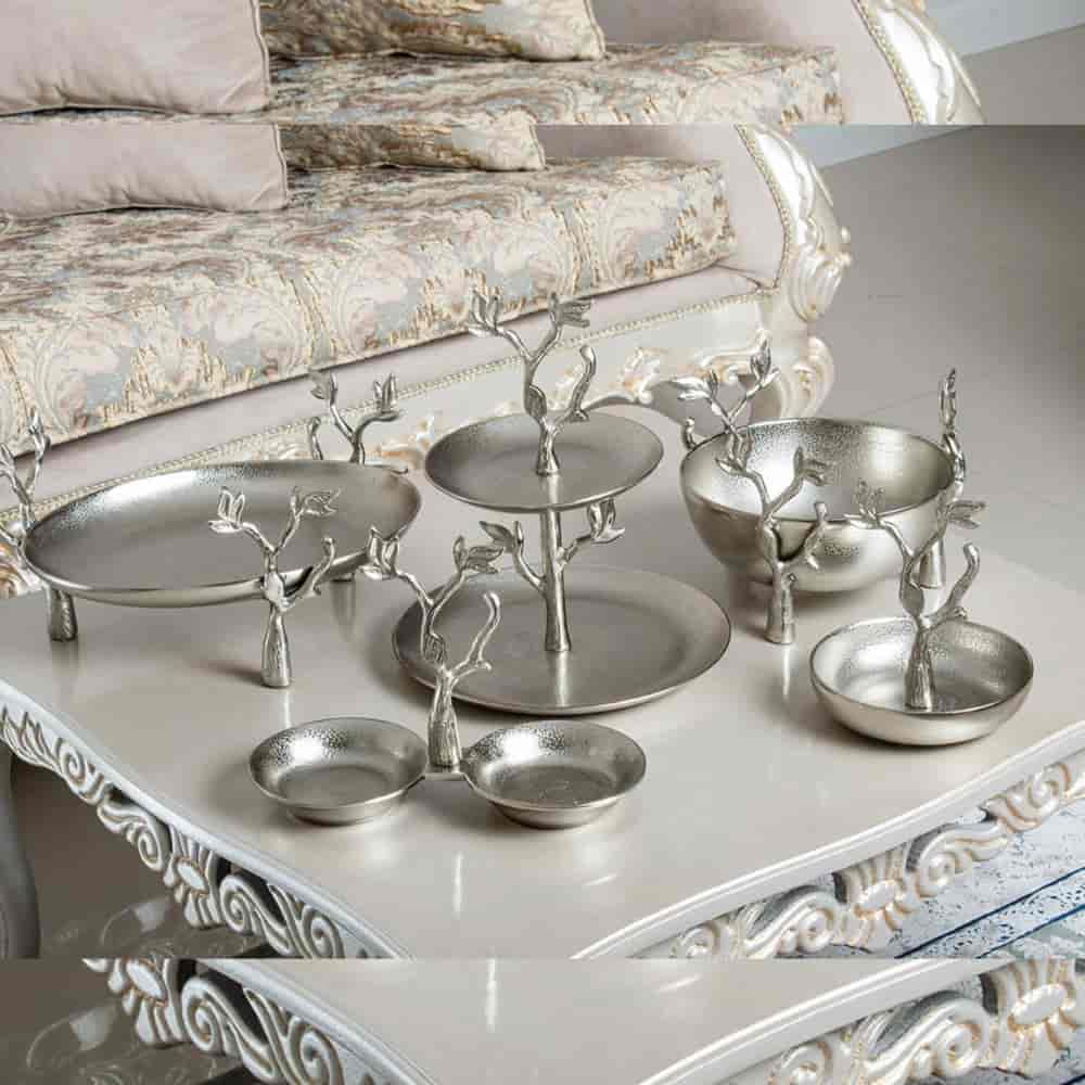 سرویس پنج پارچه گلبرگ نقره ای