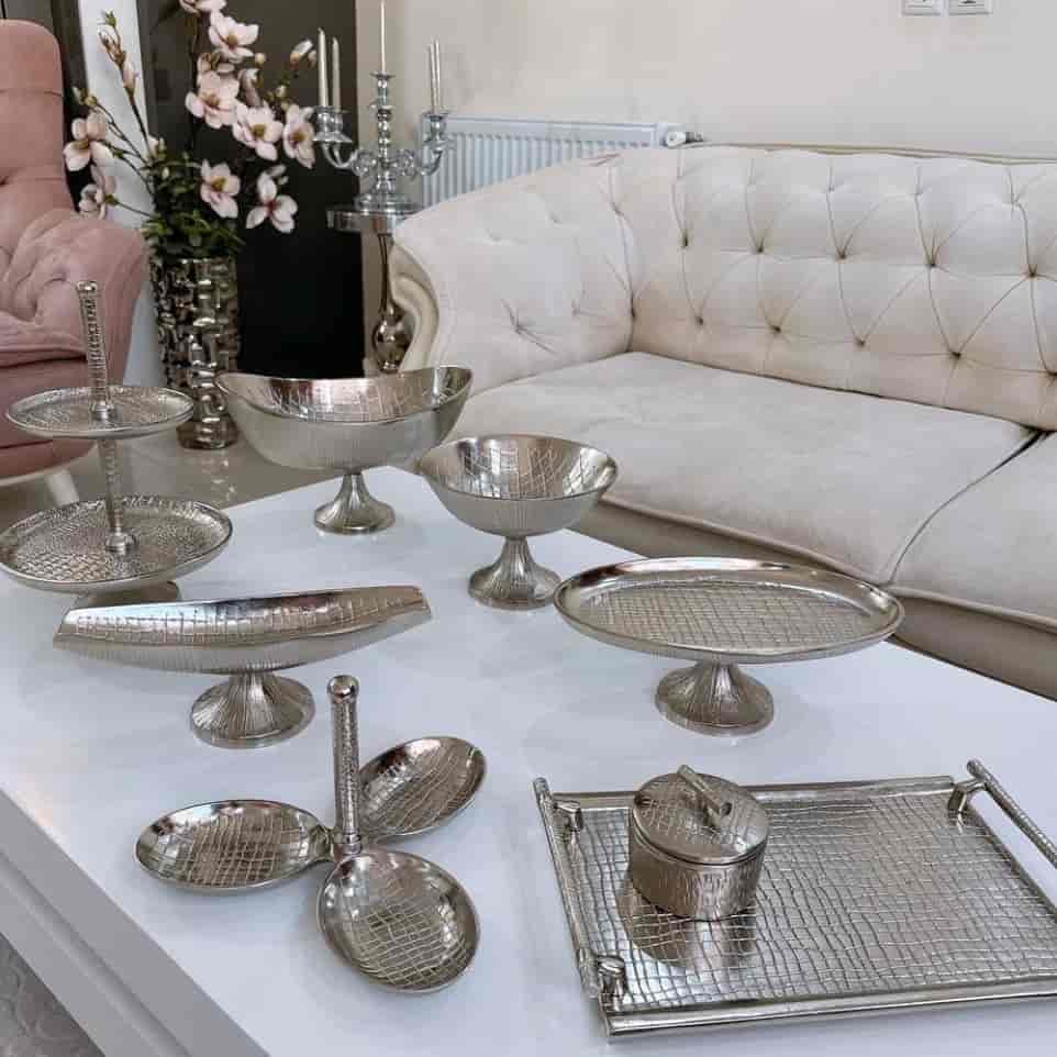 سرویس ۱۱پارچه مدل طرح چرمی نقره ای